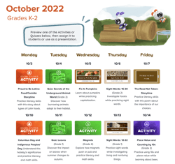 October 2022 DE Calendar