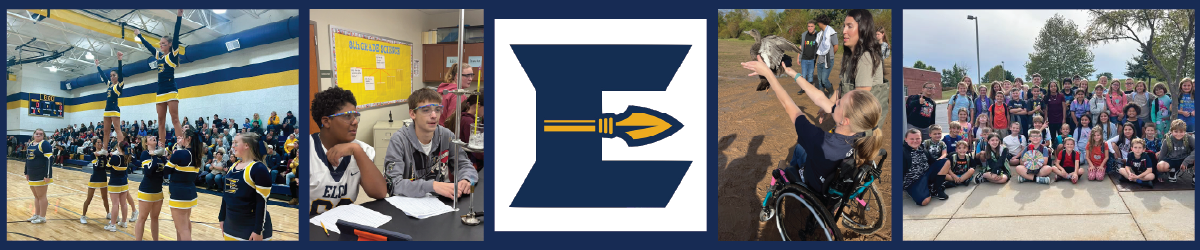 Collage of student activities with the ELCO school district logo in the center.
