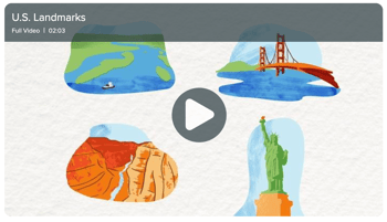 Discover four famous natural and human-made landmarks in the United States.